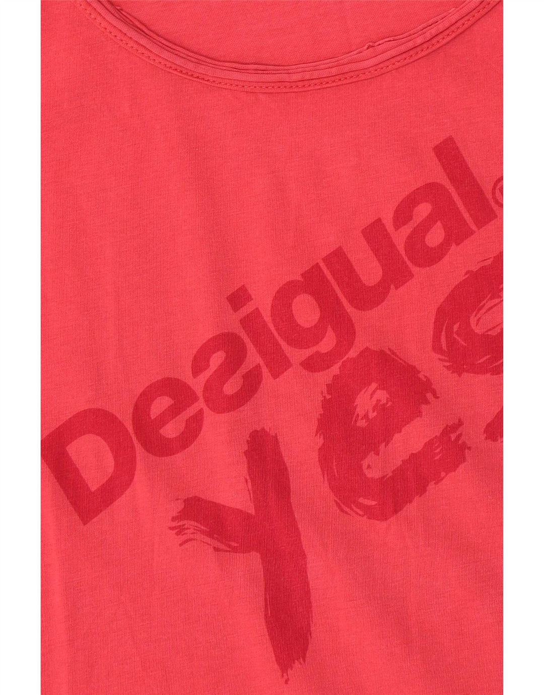 Desigual Damen Grafik-T-Shirt-Oberteil UK 14 Mittelrosa
