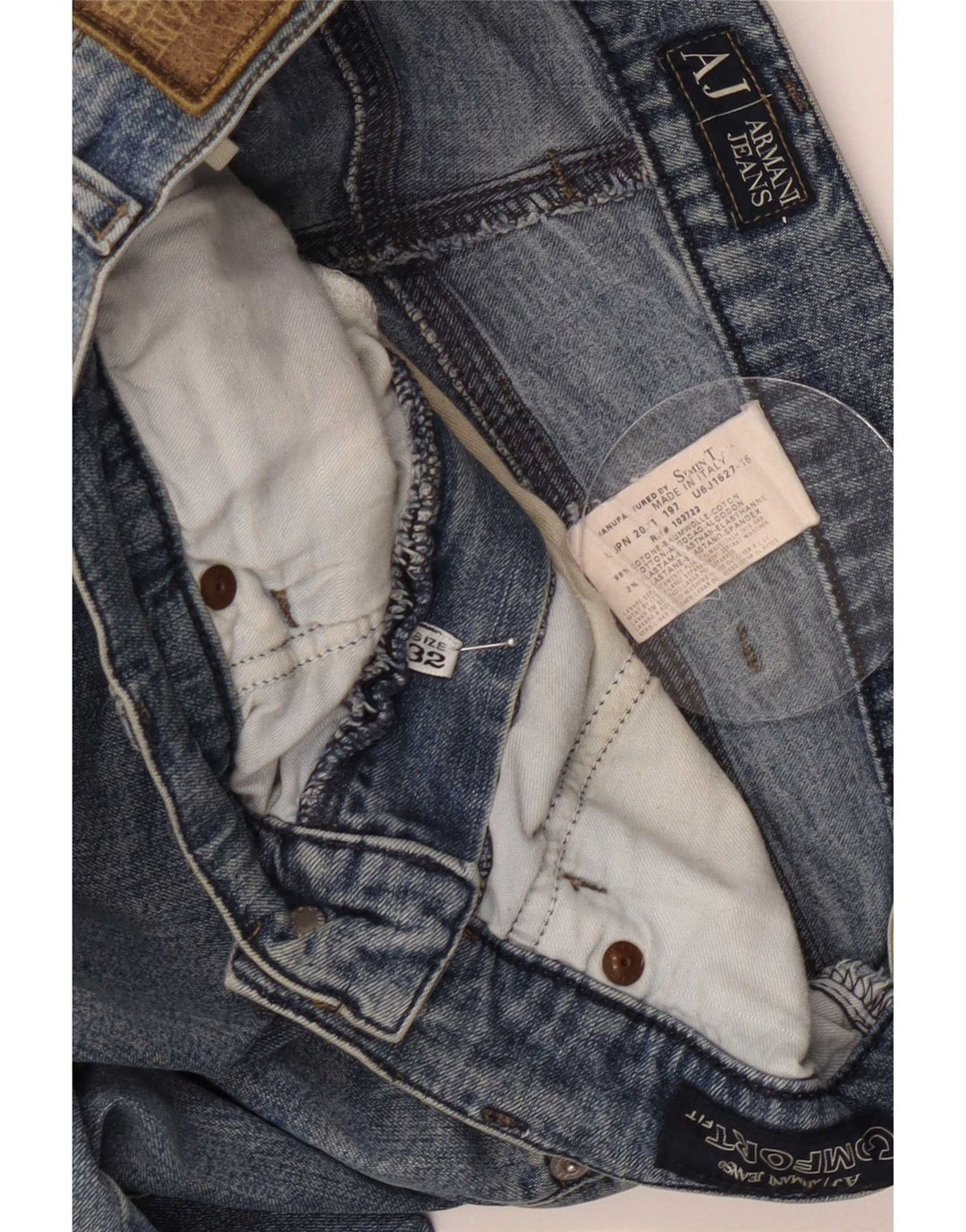 Armani Herren Straight Jeans W32 L32 Blaue Baumwolle