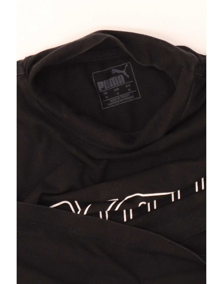 Puma Damen Crop Graphic Top Langarm UK 12 Medium Schwarz