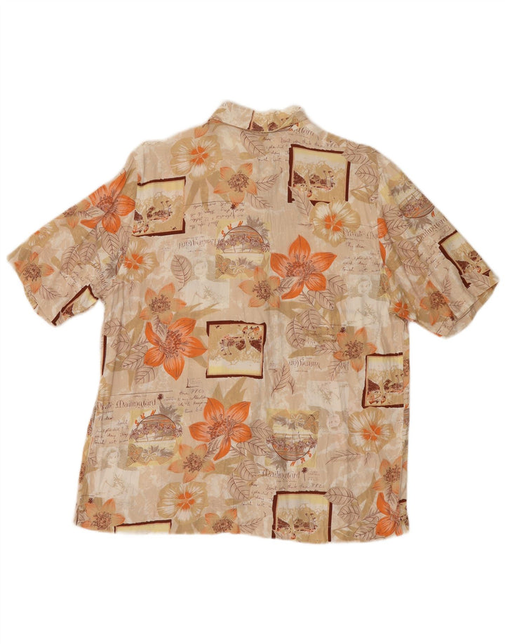 VINTAGE Womens Abstract Pattern Shirt Blouse UK 16 Large Beige Floral