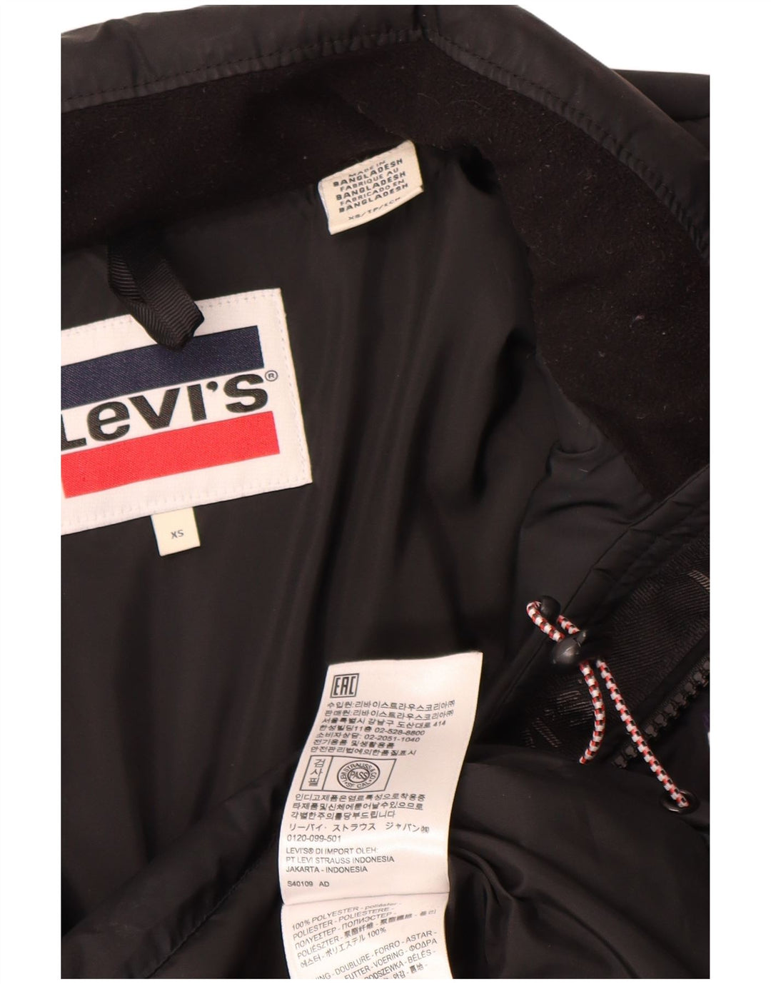 Levi's Damen Loose Fit Wattierte Jacke UK 6 XS Schwarz Polyester