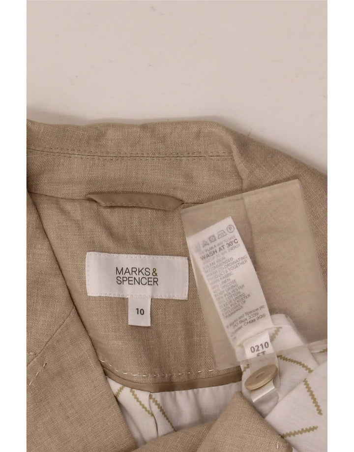 Marks & Spencer Damen-Blazer mit 5 Knöpfen, Gr. 10, Größe S, Beige, Leinen