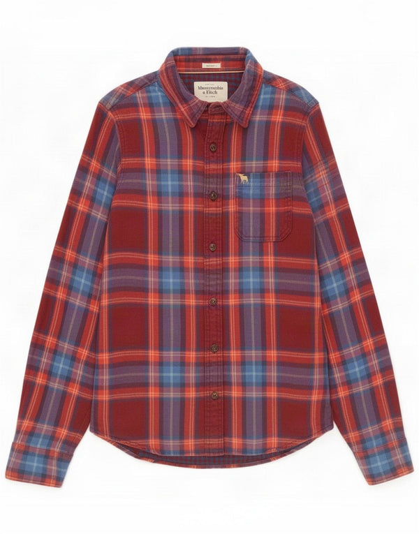 Abercrombie & Fitch Mens Muscle Flannel Shirt Medium Red Check Cotton