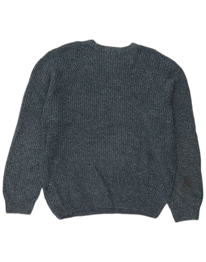 Marks & Spencer Herren-Pullover mit Rundhalsausschnitt, 2XL, blau geflecktes Acryl