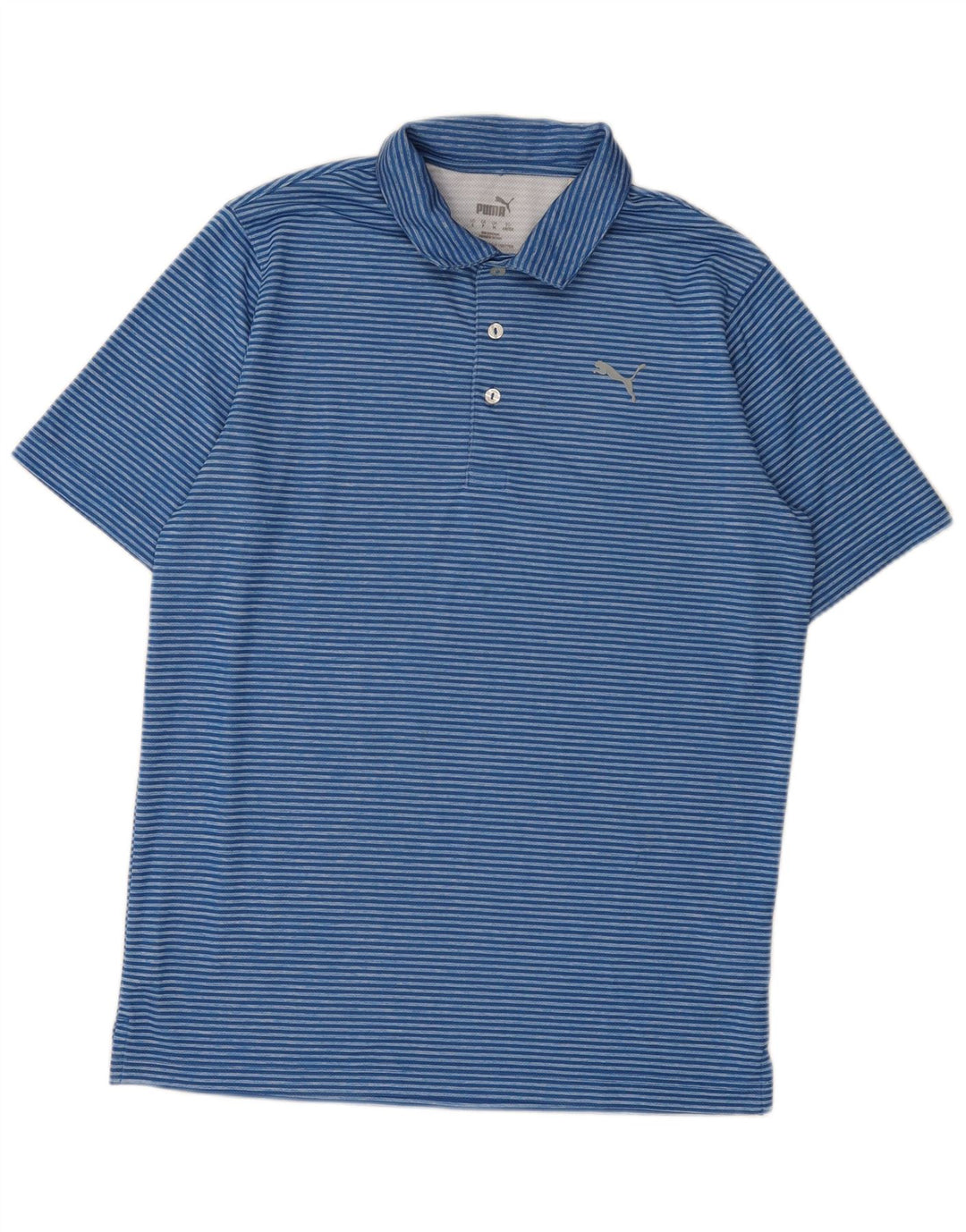 Puma Herren-Poloshirt aus mittelblauem Nadelstreifen-Polyester