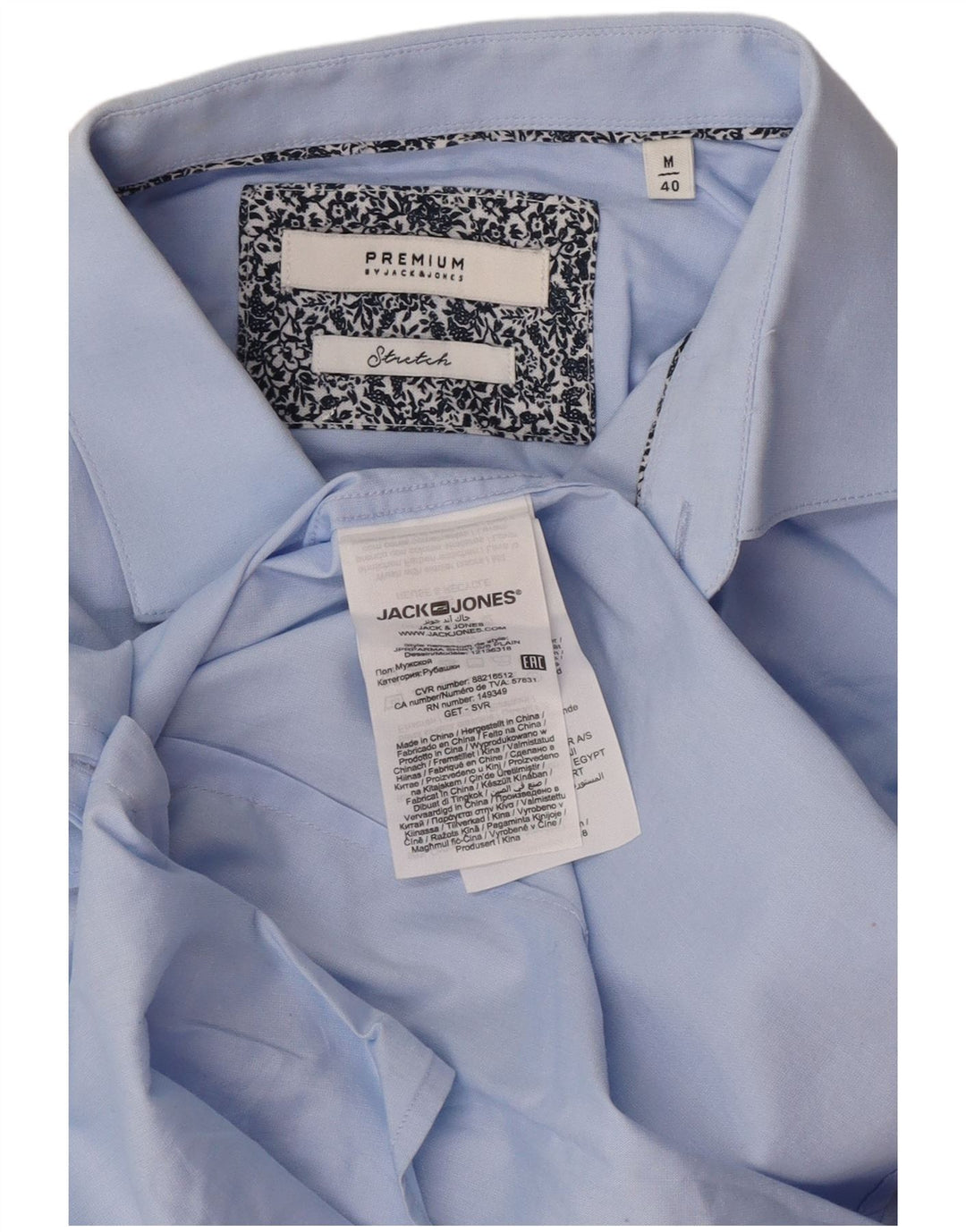 Jack & Jones Herren-Kurzarmhemd, Größe 40, mittelblaue Baumwolle