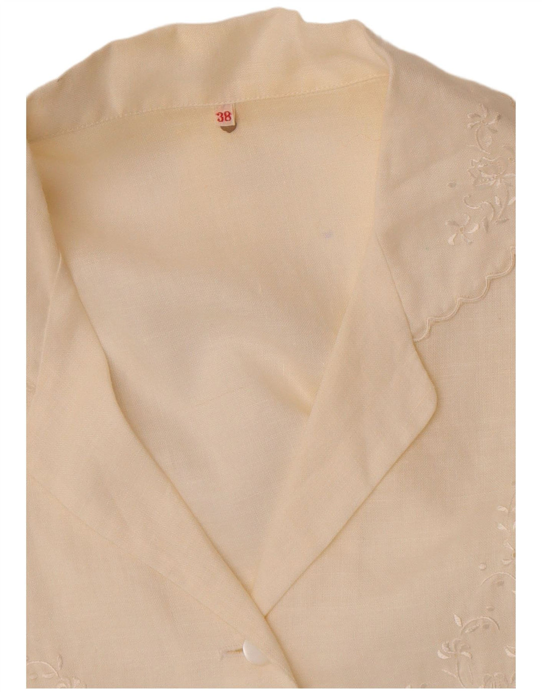 Vintage Damen Kurzarm-Hemdbluse EU 38 Medium Off White