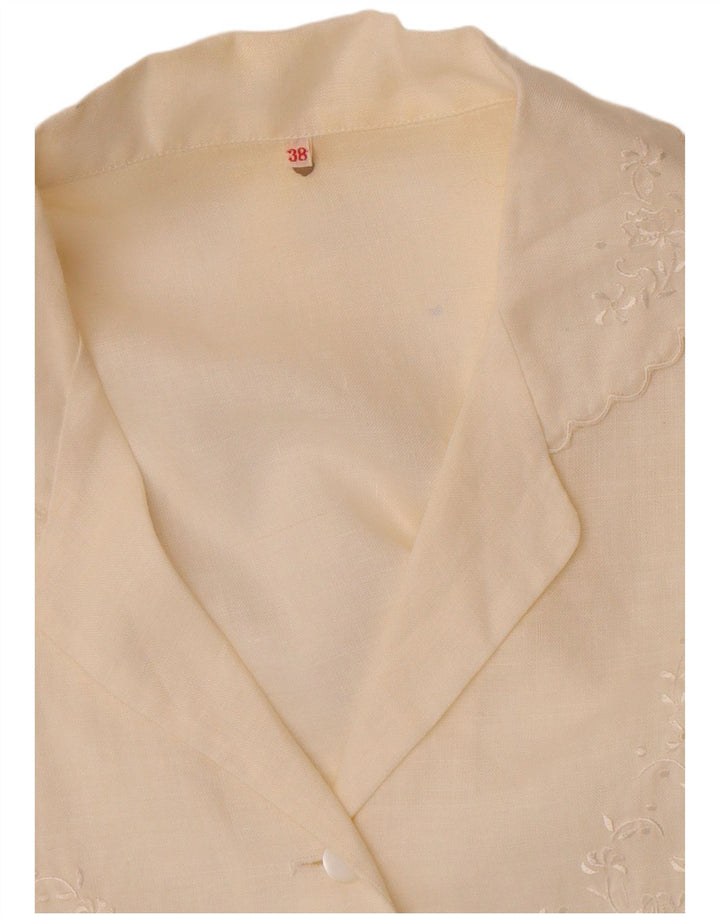 Vintage Damen Kurzarm-Hemdbluse EU 38 Medium Off White