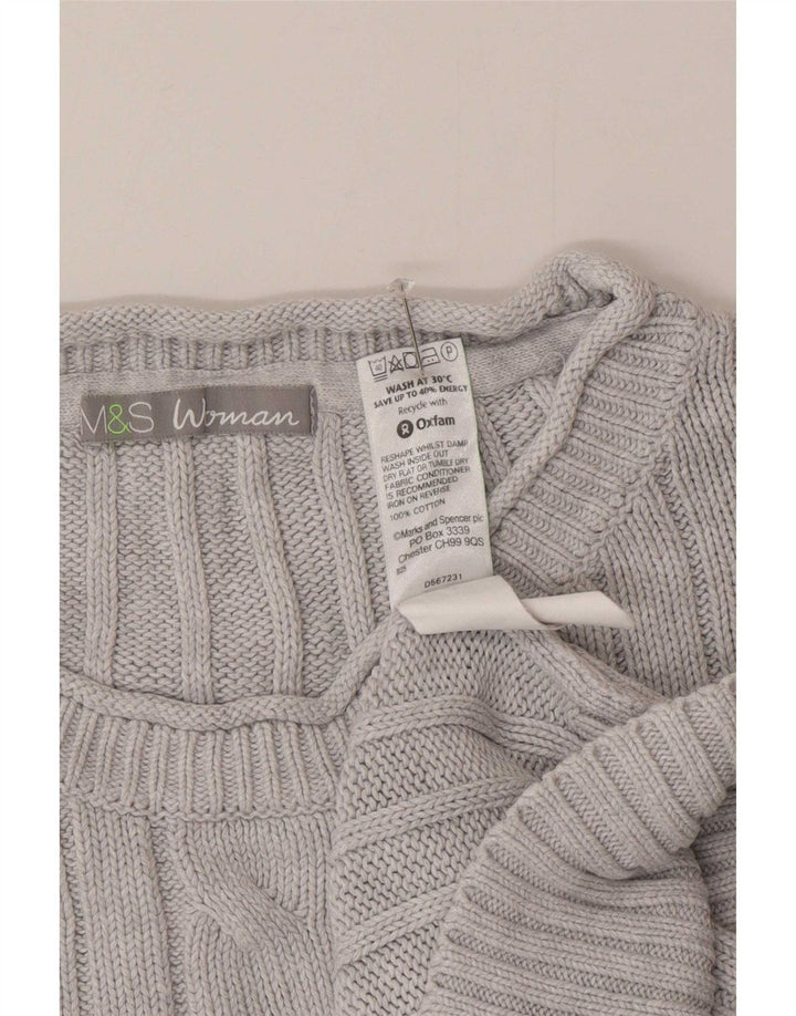 Marks & Spencer Damen-Pullover mit Rundhalsausschnitt, UK 12, mittelblaue Baumwolle