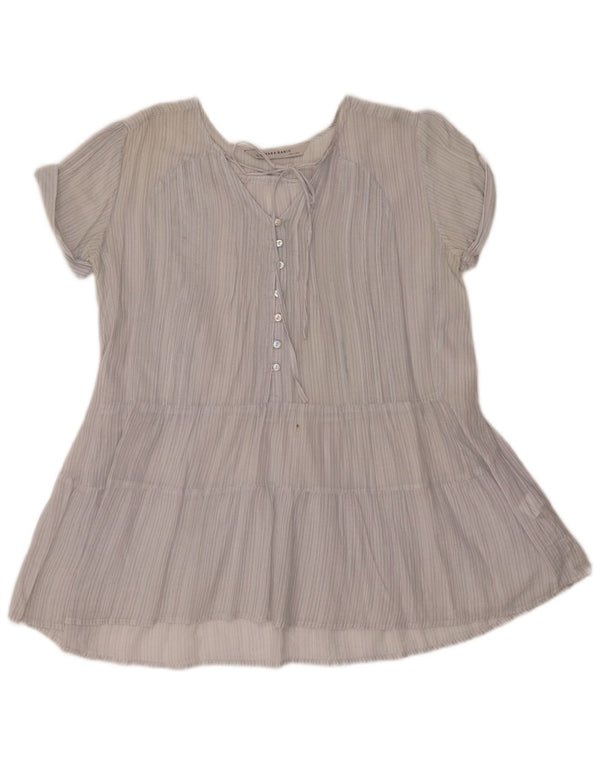 Zara Damen Blusenoberteil UK 6 XS blau gestreift aus Baumwolle