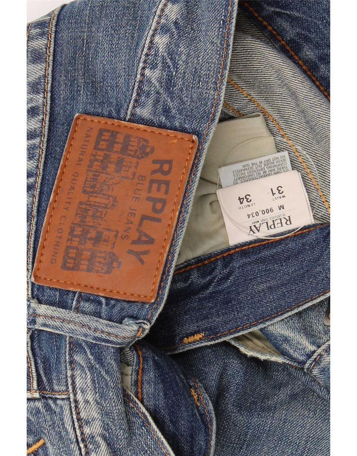 Replay Damen Straight Jeans W31 L34 Blaue Baumwolle