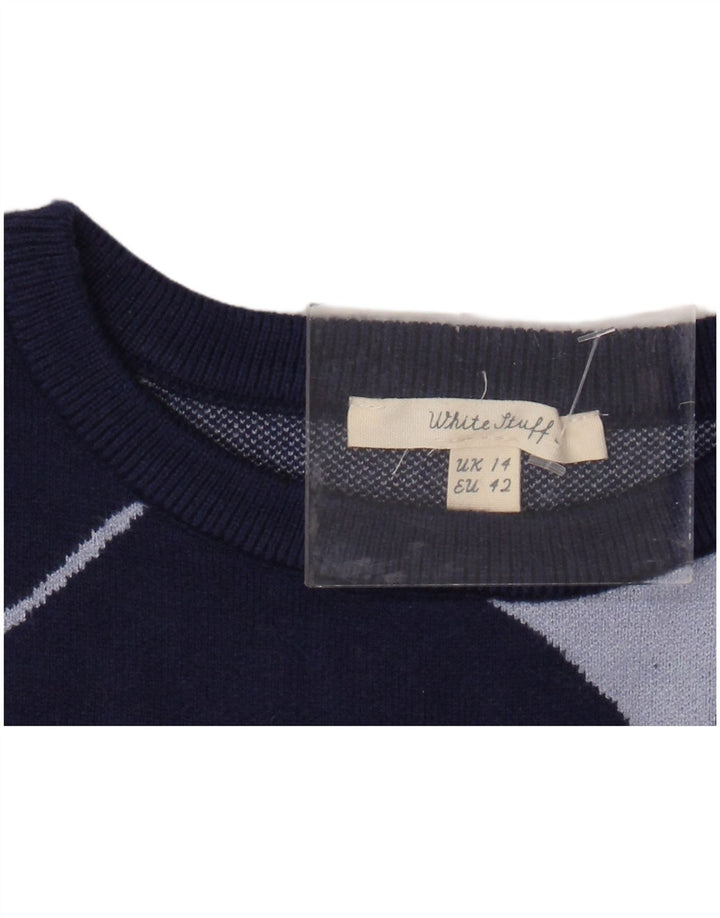 WHITE STUFF Damen-Pullover mit Rundhalsausschnitt, Gr. 40, Größe L, Marineblau gestreift