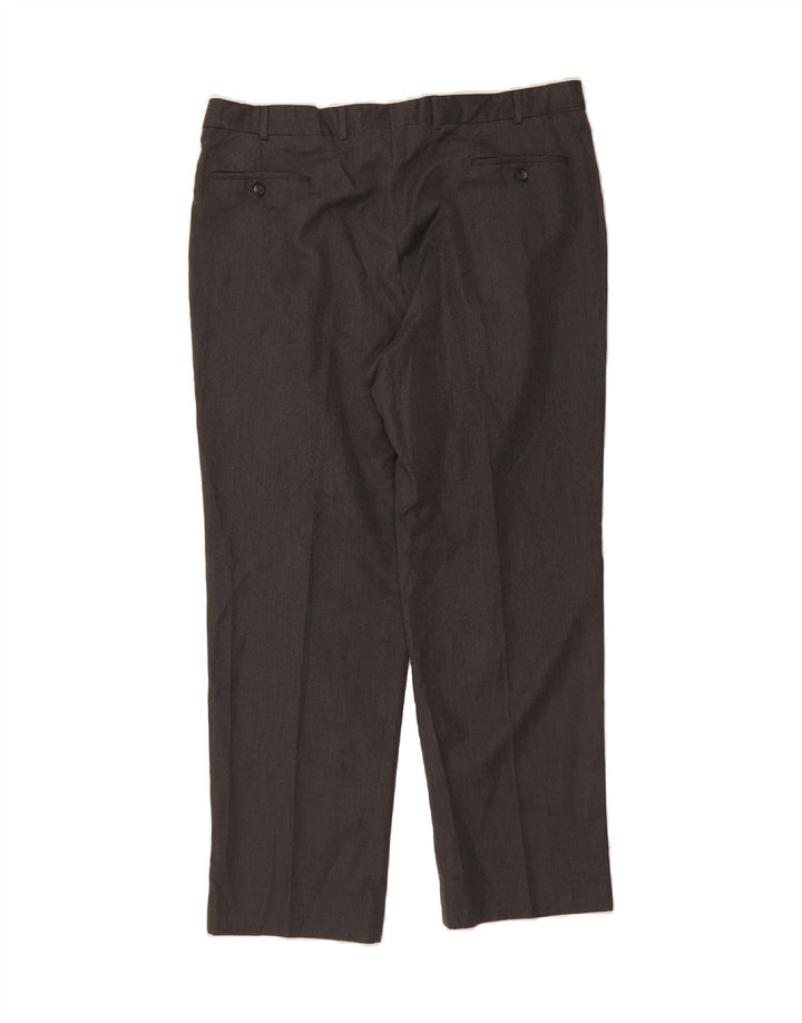 BROOKS BROTHERS Mens Straight Suit Trousers W42 L33 Grey Polyester Vintage Brooks Brothers and Second-Hand Brooks Brothers from Messina Hembry 