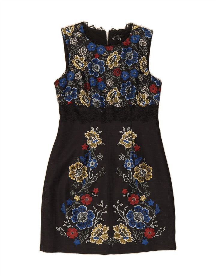 WAREHOUSE Womens Sleeveless Sheath Dress UK 12 Medium  Black Floral Vintage Warehouse and Second-Hand Warehouse from Messina Hembry 