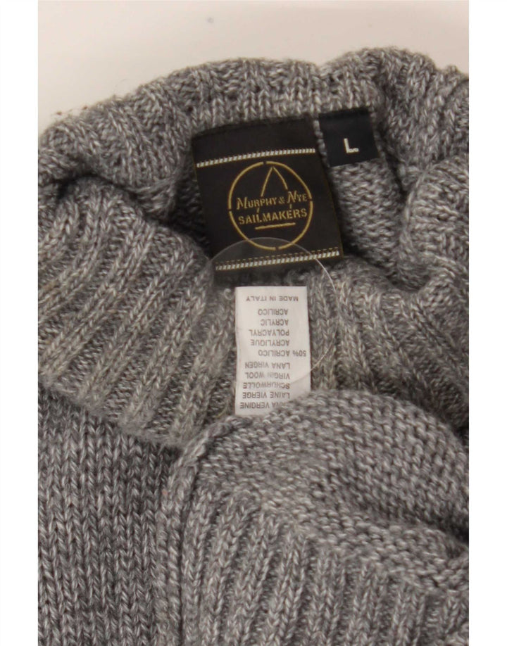 Murphy & Nye Rollkragenpullover für Herren, groß, aus grauer Wolle