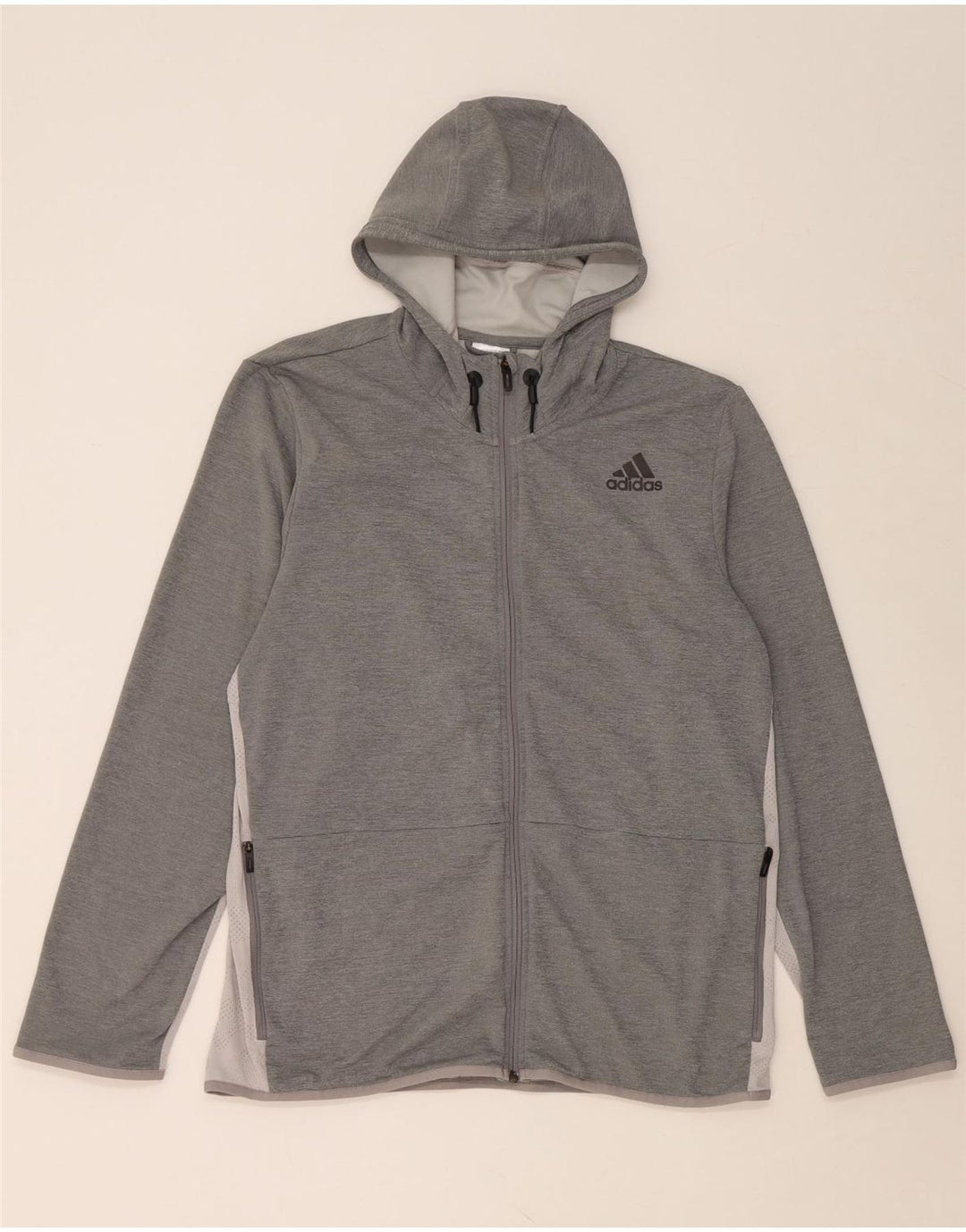 ADIDAS Herren Zip Hoodie Pullover XL Grau Polyester