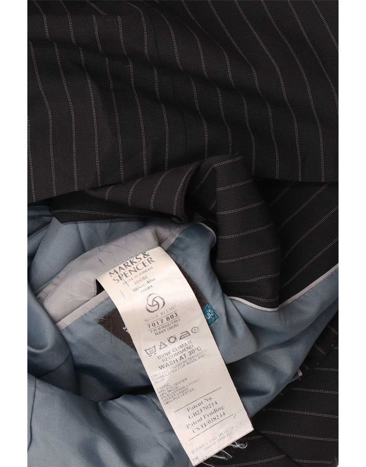 Marks & Spencer Herren-Blazer-Jacke, UK 40, mittelblau, Nadelstreifen