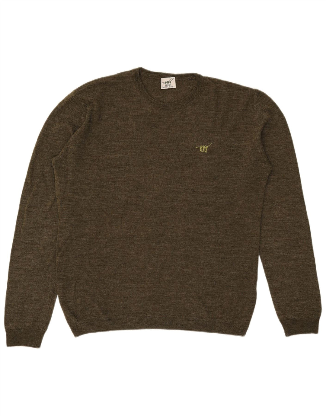 Henry Cottons Herren-Pullover mit Rundhalsausschnitt, große Khaki-Wolle