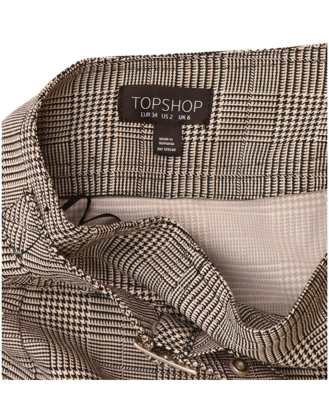 Topshop Damen Minirock UK 6 XS W24 Grau kariertes Polyester