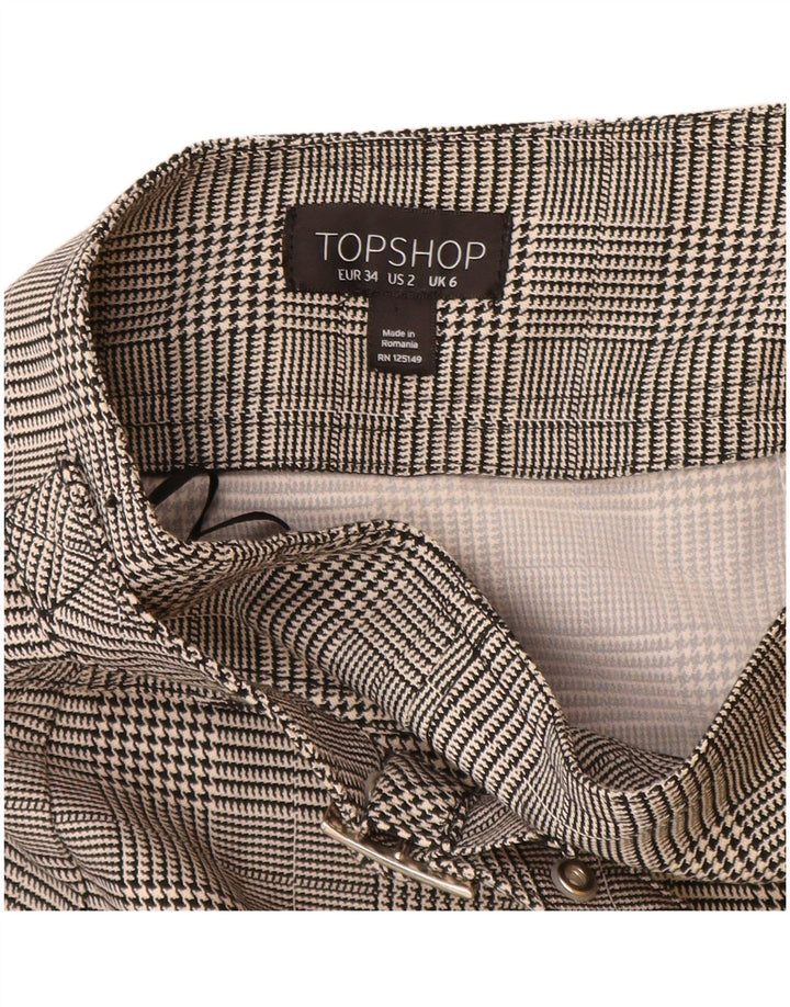 Topshop Damen Minirock UK 6 XS W24 Grau kariertes Polyester