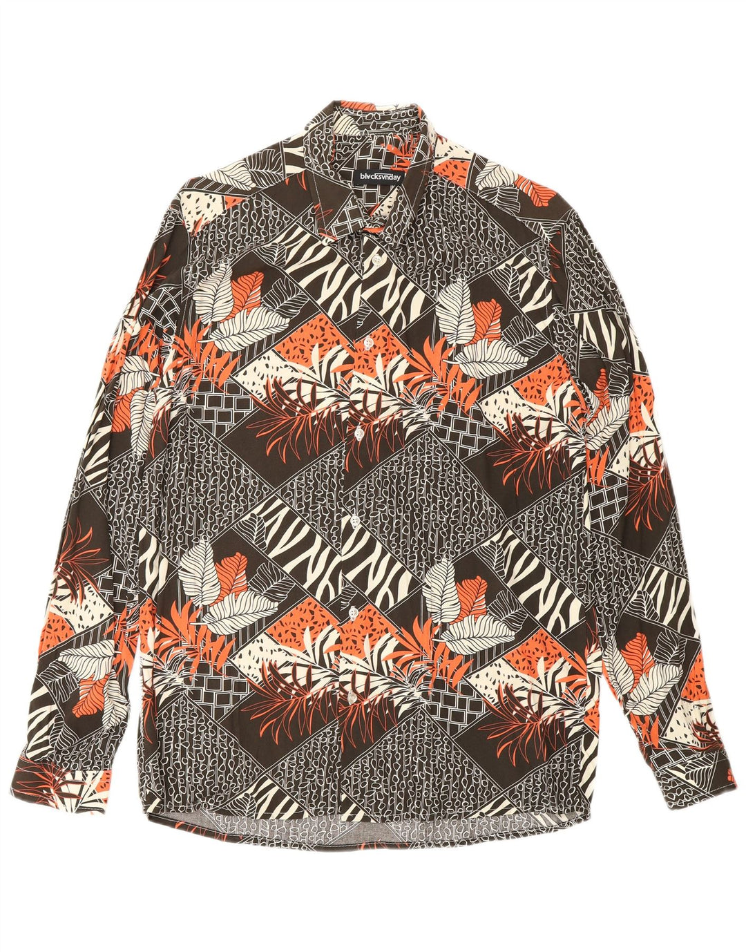 VINTAGE Herren-Hemd mit abstraktem Muster, mittelbraune Viskose