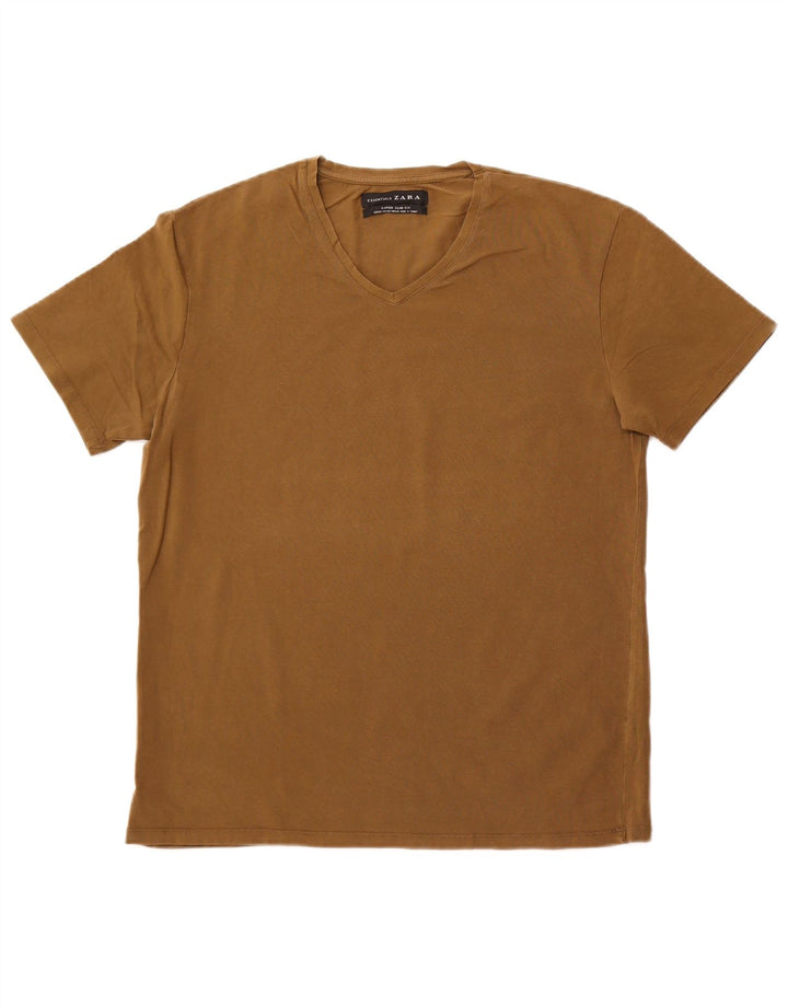 Zara Herren Super Slim Fit T-Shirt Top 2XL Khaki