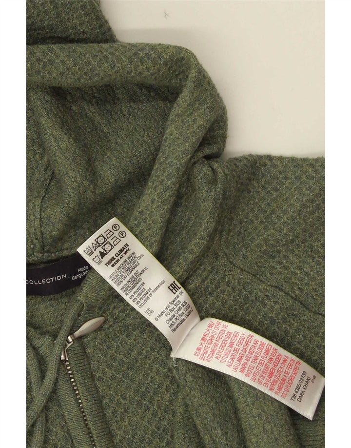 Marks & Spencer Damen-Cardigan mit Kapuze, UK 14, Mittelgrün, Polyester
