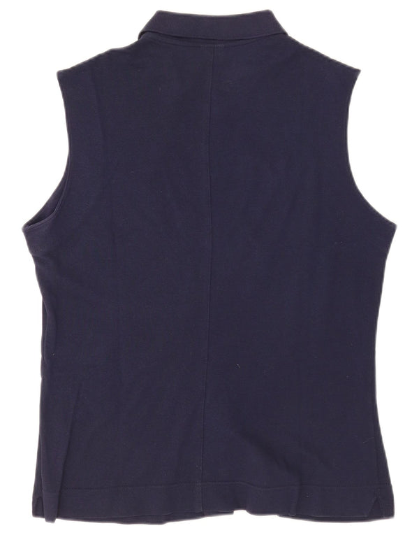 Lacoste Damen ärmelloses Hemd Größe 46 XL Marineblaue Baumwolle