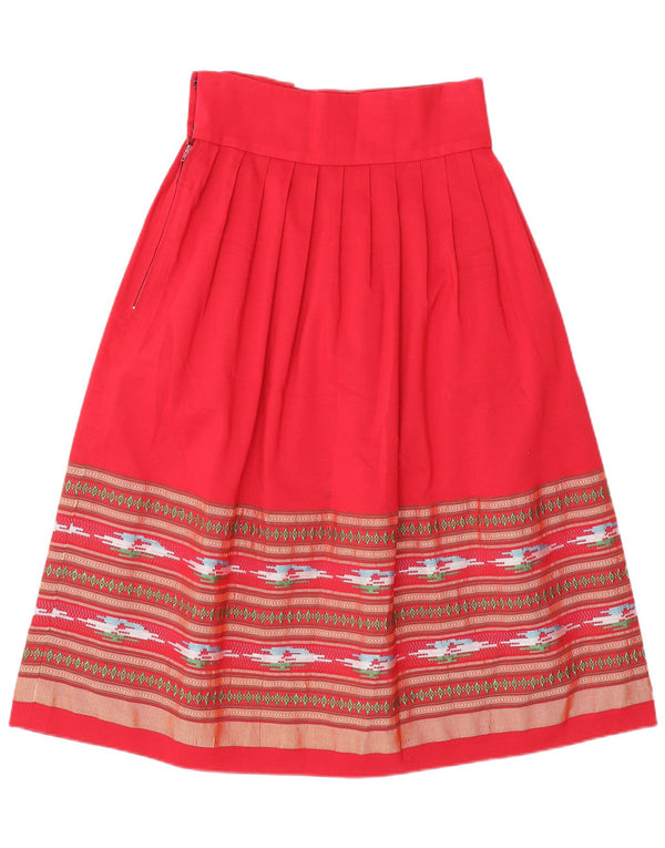 Vintage Womens High Waist A-Line Skirt Small W26 Red Geometric Ethnic