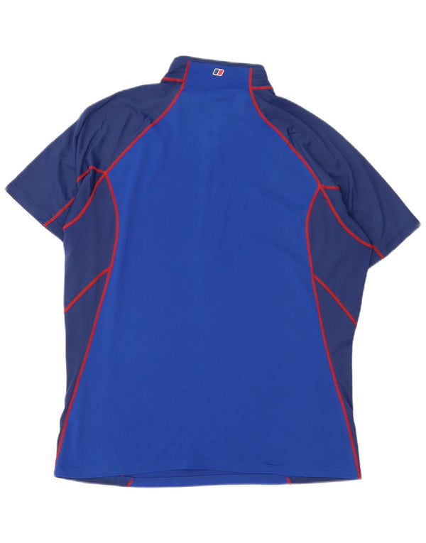 Berghaus Herren-T-Shirt mit Reißverschluss am Hals, XL, Blau, Farbblock