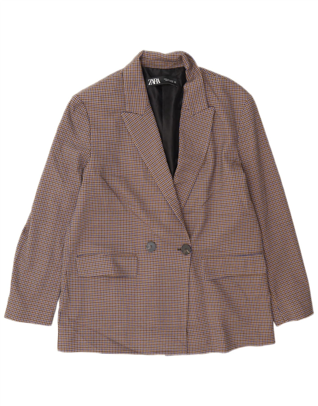 Zara Damen-Blazer in Übergröße, Gr. 10, Größe S, mehrfarbig, Hahnentrittmuster