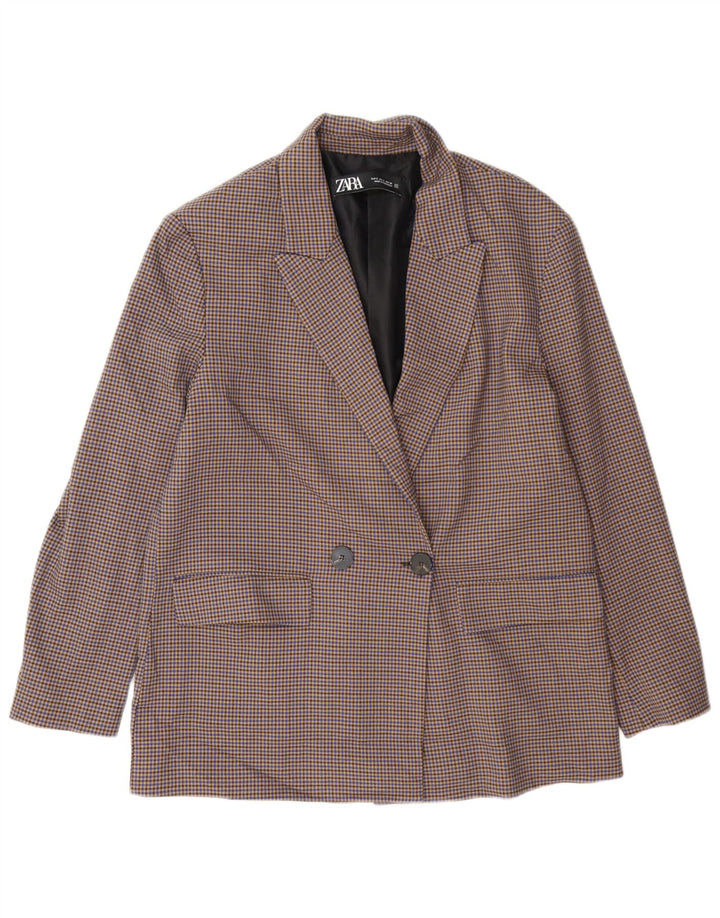 Zara Damen-Blazer in Übergröße, Gr. 10, Größe S, mehrfarbig, Hahnentrittmuster