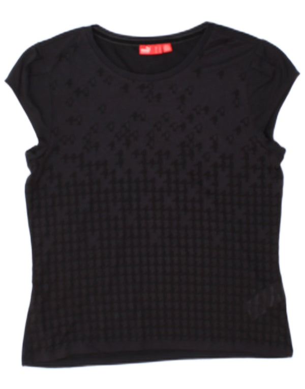 Puma Womens See Through Top UK 12 Mittelmarineblaue geometrische Viskose
