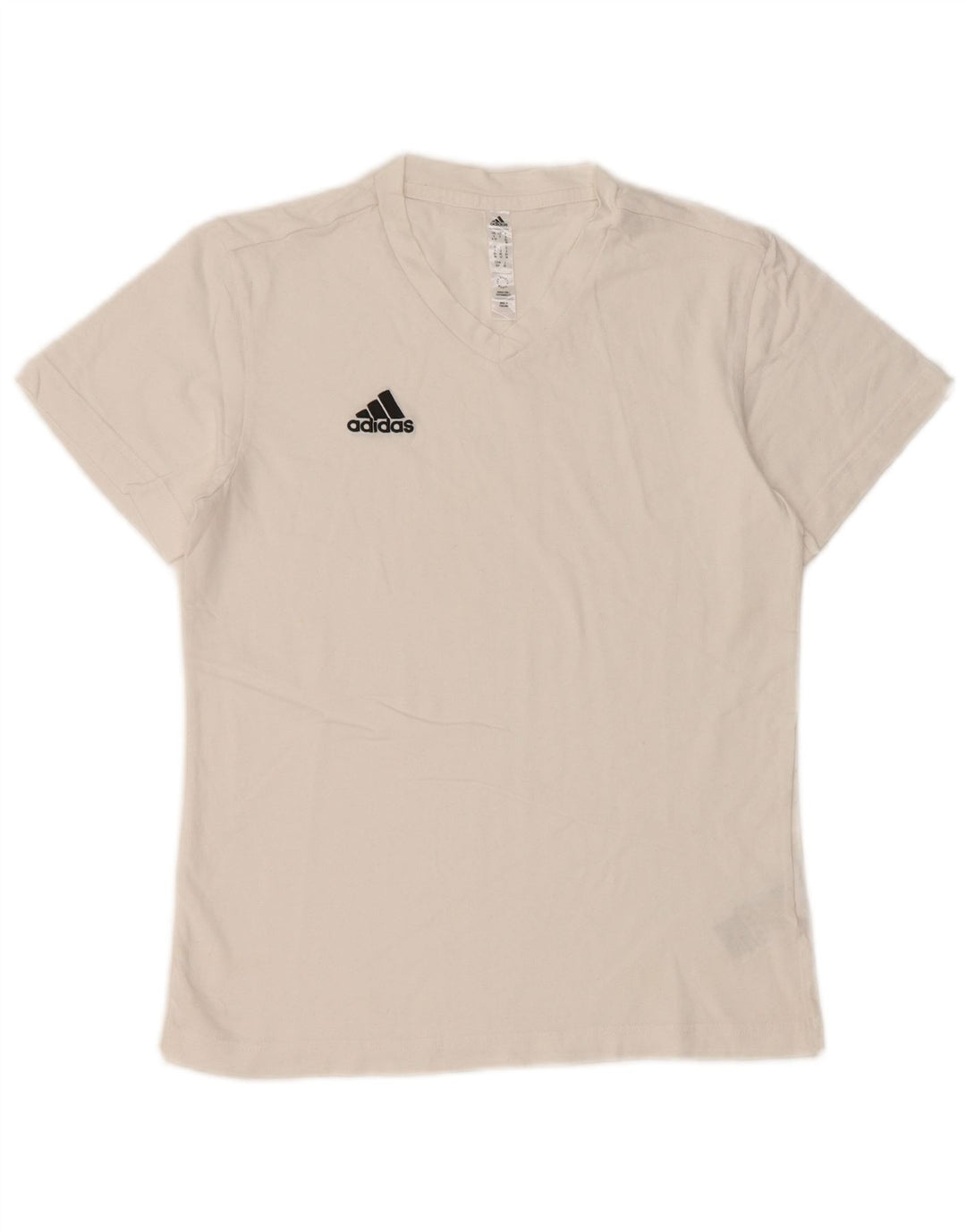 ADIDAS Damen T-Shirt Top UK 8/10 Small Weiße Baumwolle