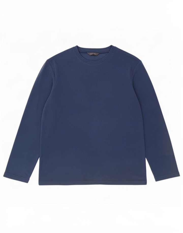 Marks & Spencer Herren-Fleece-Oberteil, langärmelig, mittelblau, Polyester