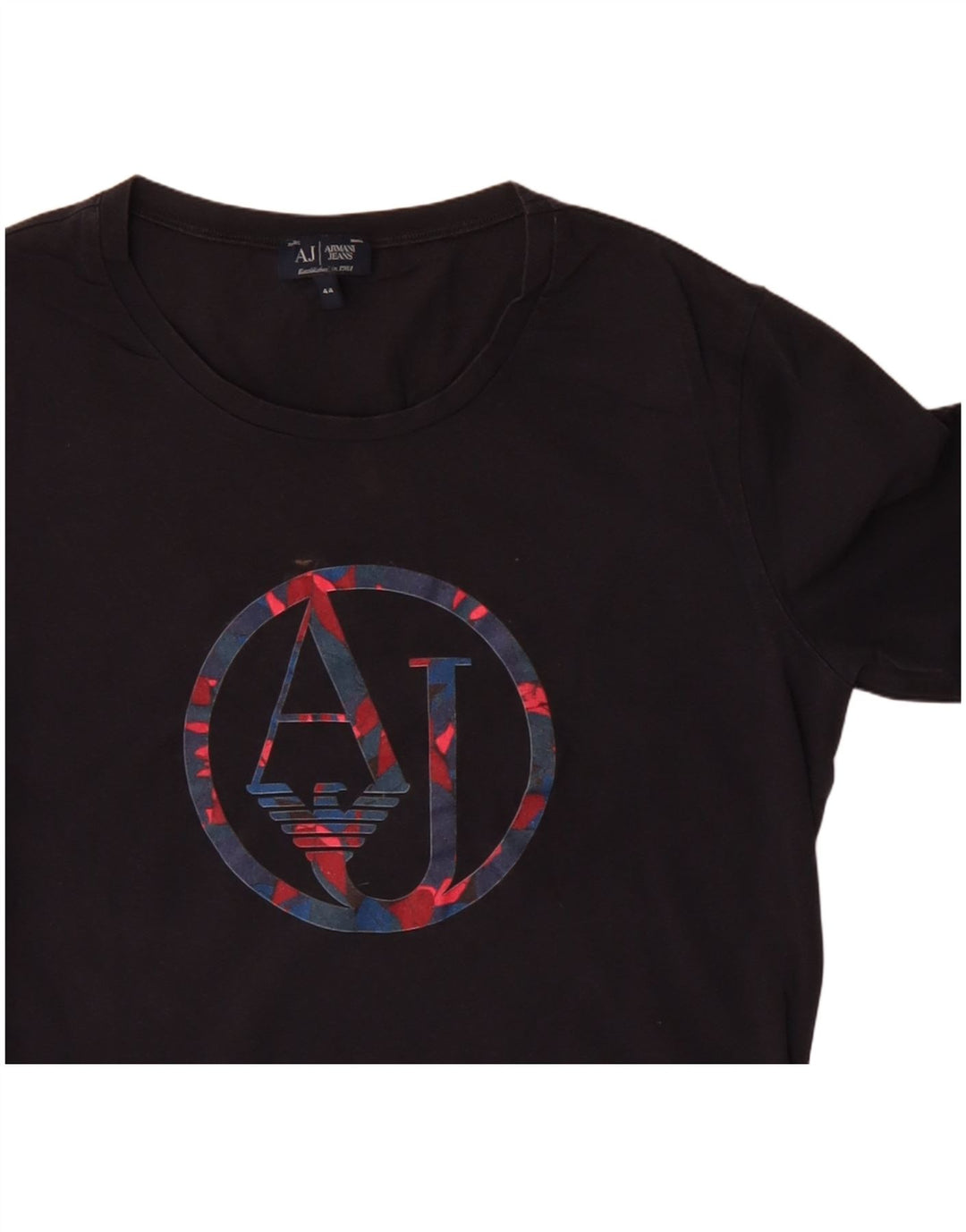 Armani Jeans Damen Graphic Top Langarm IT 44 Mittelschwarze Baumwolle