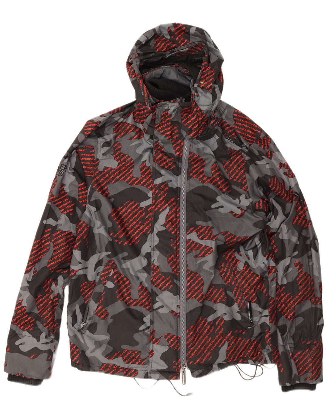 Superdry Herren Windcheater Graphic Regenjacke UK 40 Large Grau Camouflage