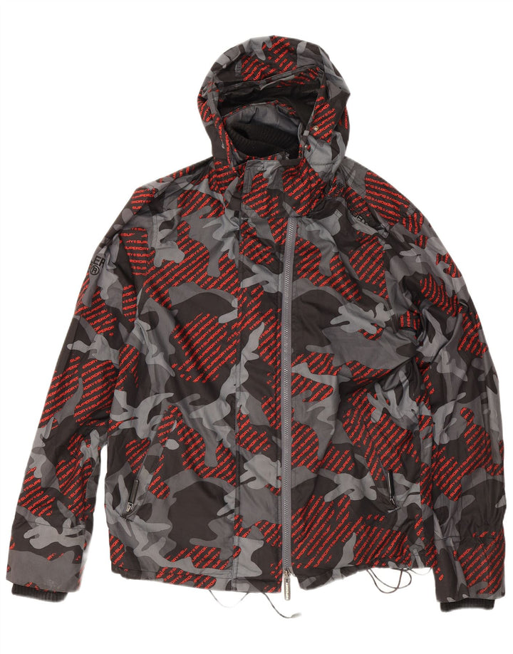 Superdry Herren Windcheater Graphic Regenjacke UK 40 Large Grau Camouflage
