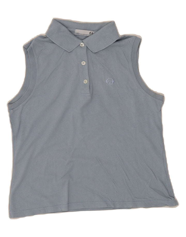 SERGIO TACCHINI Womens Sleeveless Polo Shirt IT 44 Medium Blue Cotton Vintage Sergio Tacchini and Second-Hand Sergio Tacchini from Messina Hembry 