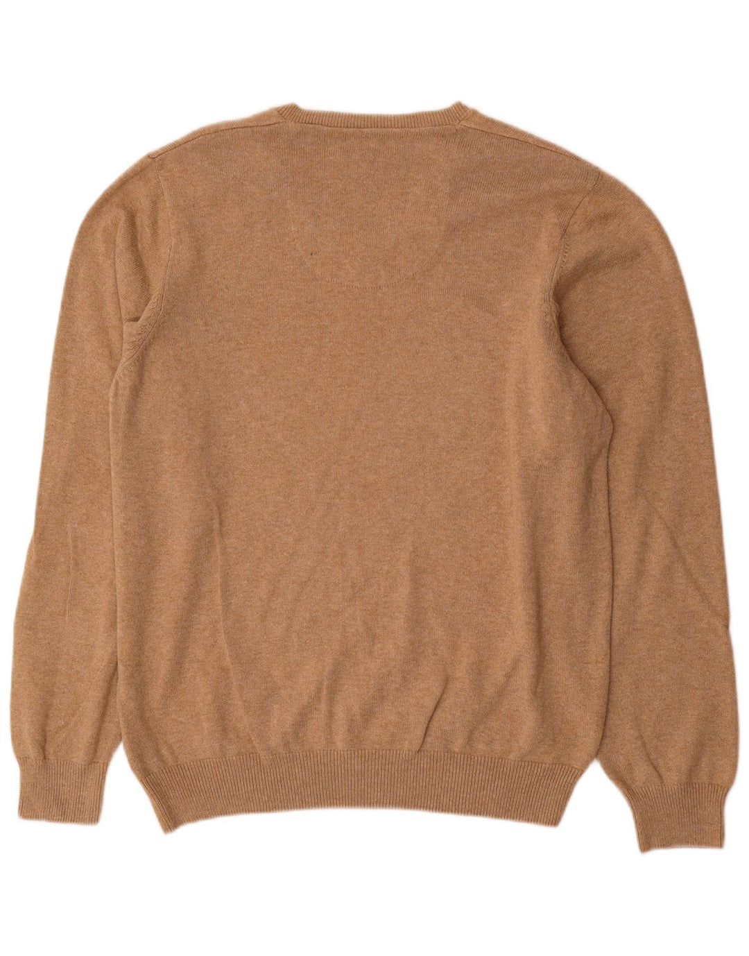 Marks & Spencer Herren-Pullover, reguläre Passform, V-Ausschnitt, groß, beige Baumwolle