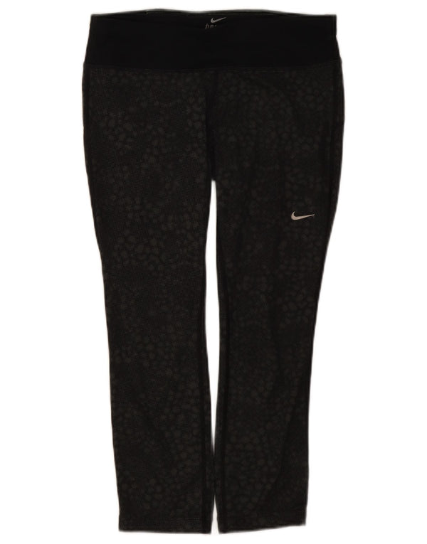 Nike Damen Dri Fit Leggings UK 10 Small Schwarz Geometrisch