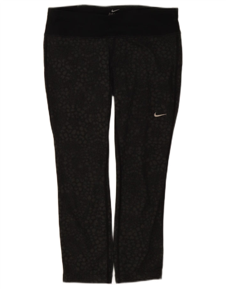 Nike Damen Dri Fit Leggings UK 10 Small Schwarz Geometrisch
