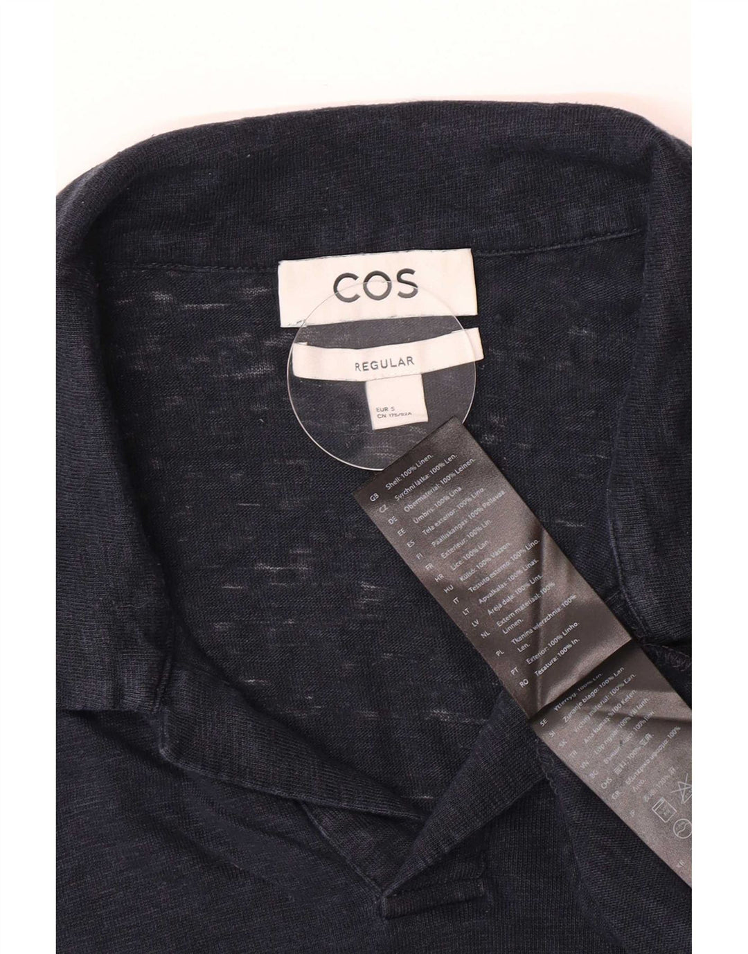 Cos Herren-Poloshirt, normal, Größe S, marineblaues Leinen