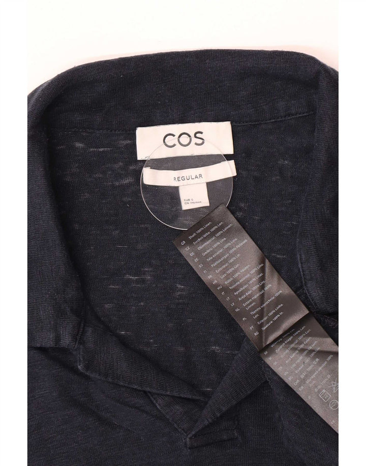 Cos Herren-Poloshirt, normal, Größe S, marineblaues Leinen