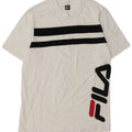 FILA Herren Grafik-T-Shirt-Oberteil aus mittelweiß gestreifter Baumwolle