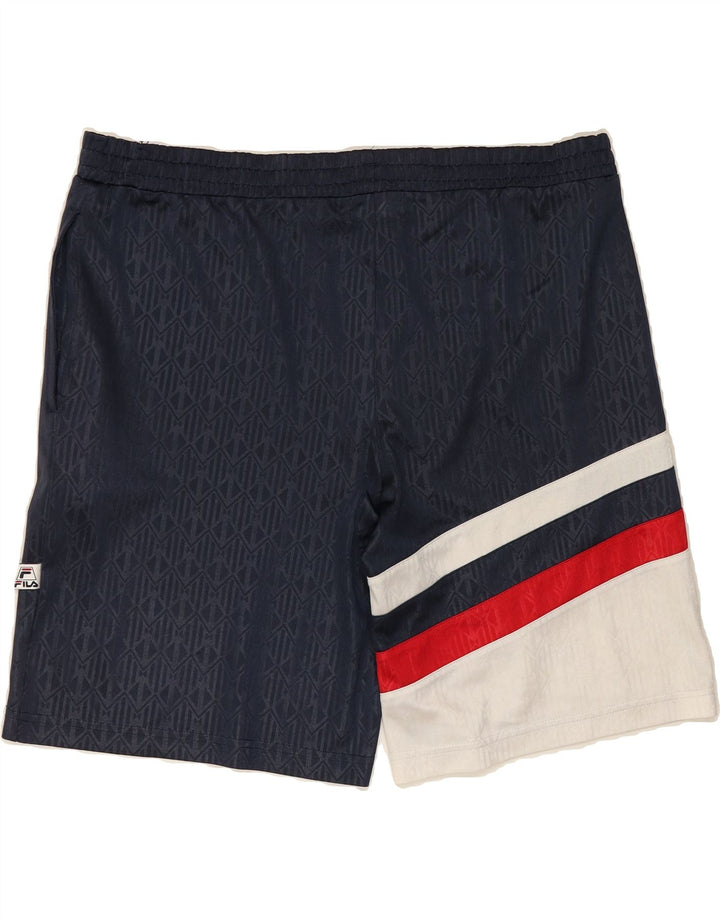 FILA Mens Sport Shorts Small Navy Blue Colourblock Polyester Vintage Fila and Second-Hand Fila from Messina Hembry 