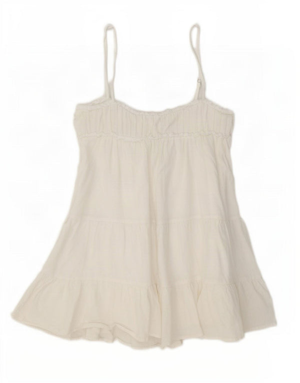 Zara Damen Sommerkleid UK 12 Mittelweiße Baumwolle