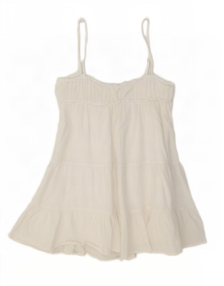 Zara Damen Sommerkleid UK 12 Mittelweiße Baumwolle