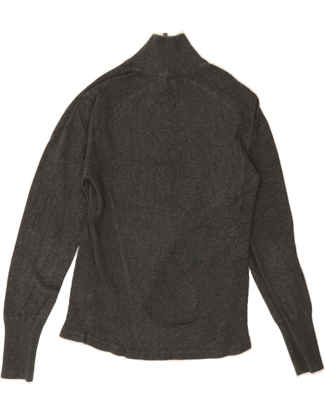 EDDIE BAUER Womens Zip Neck Jumper Sweater UK 12 Medium Grey Cotton Vintage Eddie Bauer and Second-Hand Eddie Bauer from Messina Hembry 