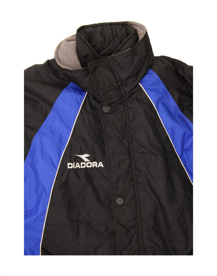 DIADORA Herren-Windbreaker-Jacke, UK 46 3XL, schwarzes Colourblock-Polyamid